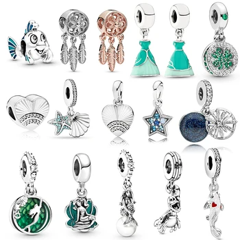 

Buipoey 2pcs fashion mermaid series Charm flounder shells Alice Princess pendant star Flounder beads Fit Brands bracelet Bangle
