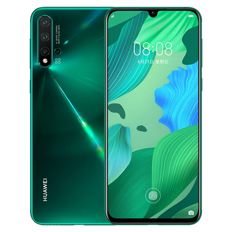 Мобильный телефон HuaWei Nova 5 Pro, 6,39 дюймов, OLED, 8 ГБ, 128 ГБ, четыре ядра, встроенный экран, отпечаток пальца, Android 9,0, SuperCharge, GPU Turbo - Цвет: green