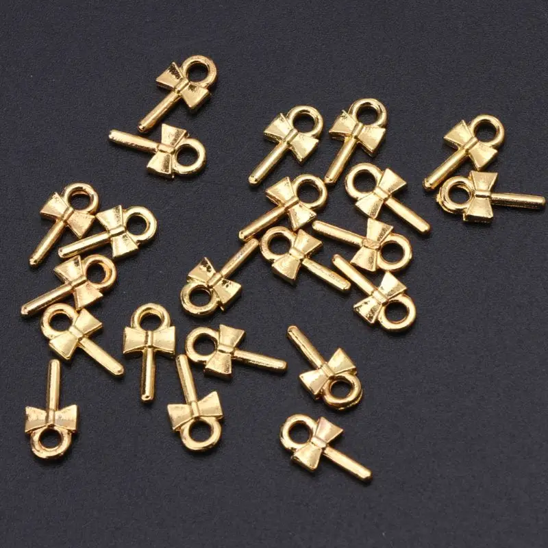 

20Pcs Gold Bowknot Shape Hoop Eye Pin Screws Bead Hangers Resin Jewelry Making Y4QB