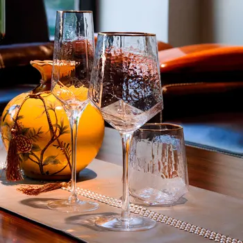 

300/550ml Retro Hammered Wine Glass Lead-free Champagne Goblet Wine Cup Home Bar Wedding Party Champagne Glasses Drinkware Gifts