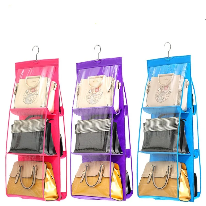 

Thick double-sided six-grid bag storage bag multi-function bag storage hanging bag hanging sorting bag storage bag