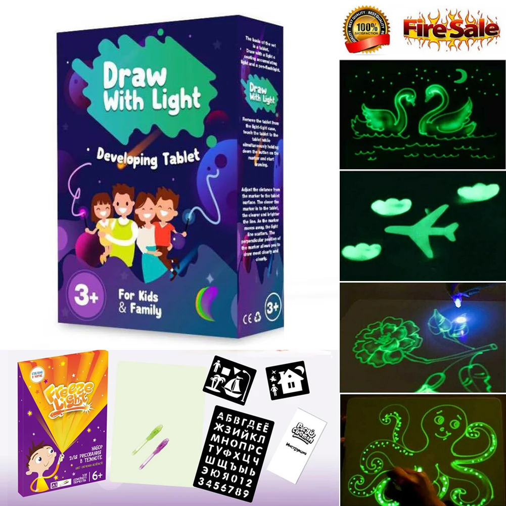

2019 HOT Fluorescent Drawing Board Draw With Light Fun And Developing Toy Educational Magic Draw Gift Kids New Whiteboard