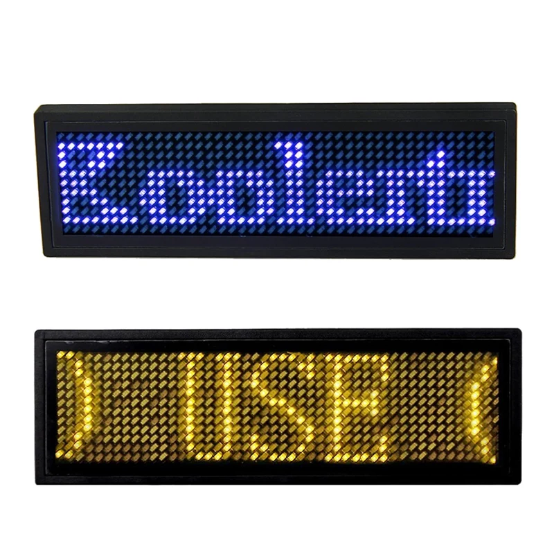 

2 Pcs Programmable LED Digital Scrolling Message Name Tag Id Badge(11X44 Pixels), Blue & Yellow