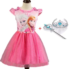 Платья для девочек; летняя детская одежда; платье принцессы Анны и Эльзы; карнавальный костюм Снежной Королевы; детская одежда для свадебной вечеринки; Новогодняя одежда