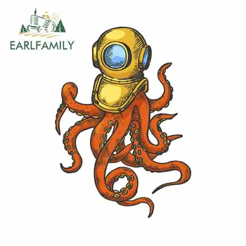 

EARLFAMILY 13cm x 9.5cm for Octopus and Old Diver Helmet Color Car Sketch DIY Fashion Occlusion Scratch Waterproof Decals
