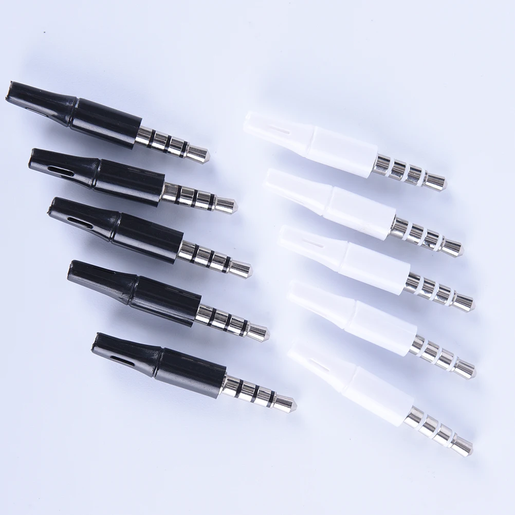 10 unids/lote 3,5mm tapón para auricular estéreo Jack Outlet 2,5mm 4 polos 3,5 conector de Audio Jack adaptador conector para teléfono blanco y negro