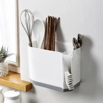 

Shelf Tableware Holder Rack Organizer Hook Loop Installation Wall Mounted Chopsticks And Spoons Storage Holder For Home Kitchen
