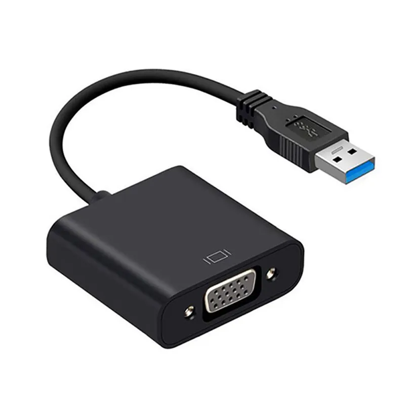 USB 3,0-VGA Кабель-адаптер внешняя графическая карта видео мульти-дисплей конвертер адаптер для ПК ноутбук Windows 7 8 10 - Цвет: Черный