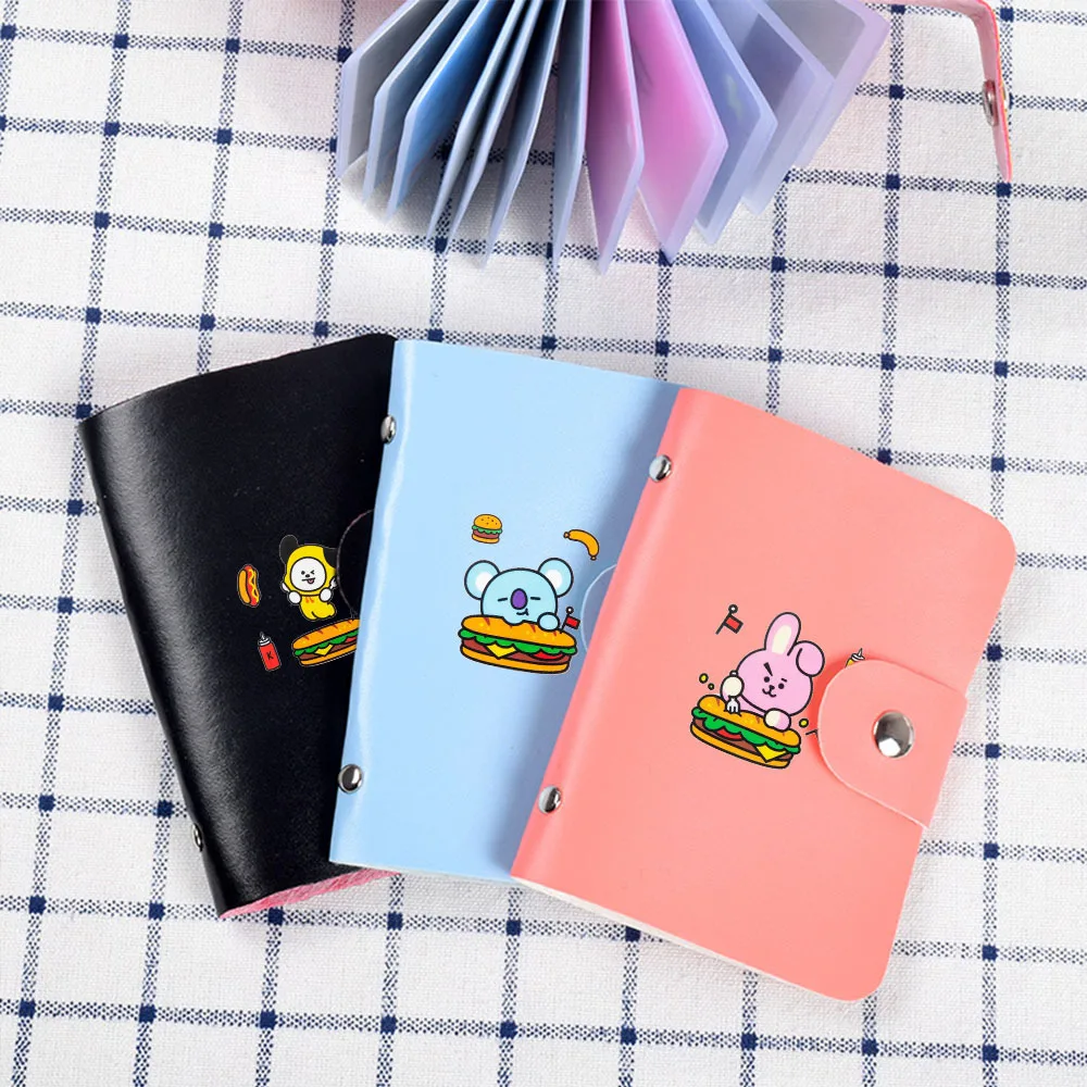 

HUGWISER Korean Pu Card Bag Student Meal Card Zero Wallet Bank Card Bag Mini Wallets Animal Prints Hasp Women Man PU
