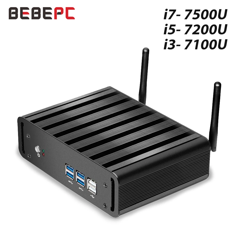 BEBEPC Mini PC Core i7 7500U i5 7200U i3 7100U Windows 10 Compact Desktop PC 4K UHD HTPC HDMI 300M WiFi 6xUSB Micro Computer-0