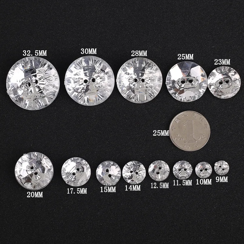 100pcs Acryl buttons 2 holes Imitation crystal diamond button Clothing accessories shoes Coat shirt spinning DIY 10/12/15/18mm 6