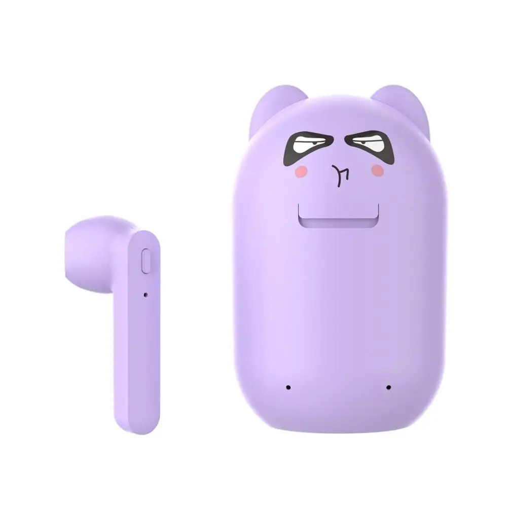 PURPLE Прекрасные Мультяшные беспроводные Bluetooth наушники TWS маленькие животные гарнитура Hi-Fi стерео звук Качество ZW T12-TWS - Цвет: PURPLE