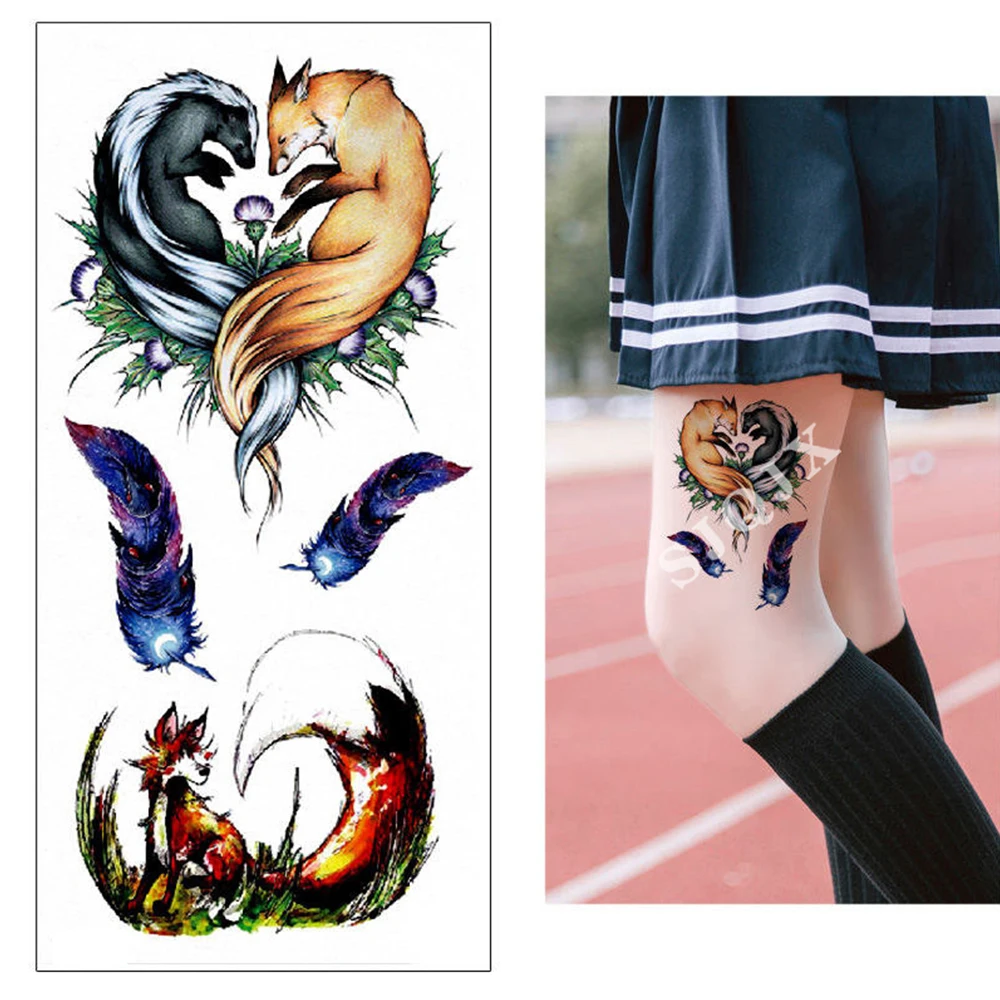 3D Временные татуировки, Мультяшные животные, милые женские татуировки для тела, наклейки, цветок, кот, Лев, тигр, водостойкие тату-Стикеры - Цвет: Y