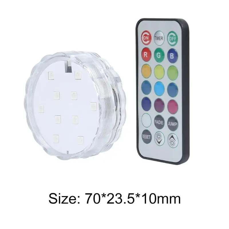 10LED RGB Waterproof Garden Party Light Underwater Night Lamp Remote Control Low Consumption and Energy Saving Underwater Light