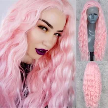 BeautyTown, водостойкий розовый термостойкий парик, ручная вязка, повседневный макияж, перетяжка, синтетические кружевные Передние Вечерние парики для подарка на праздник