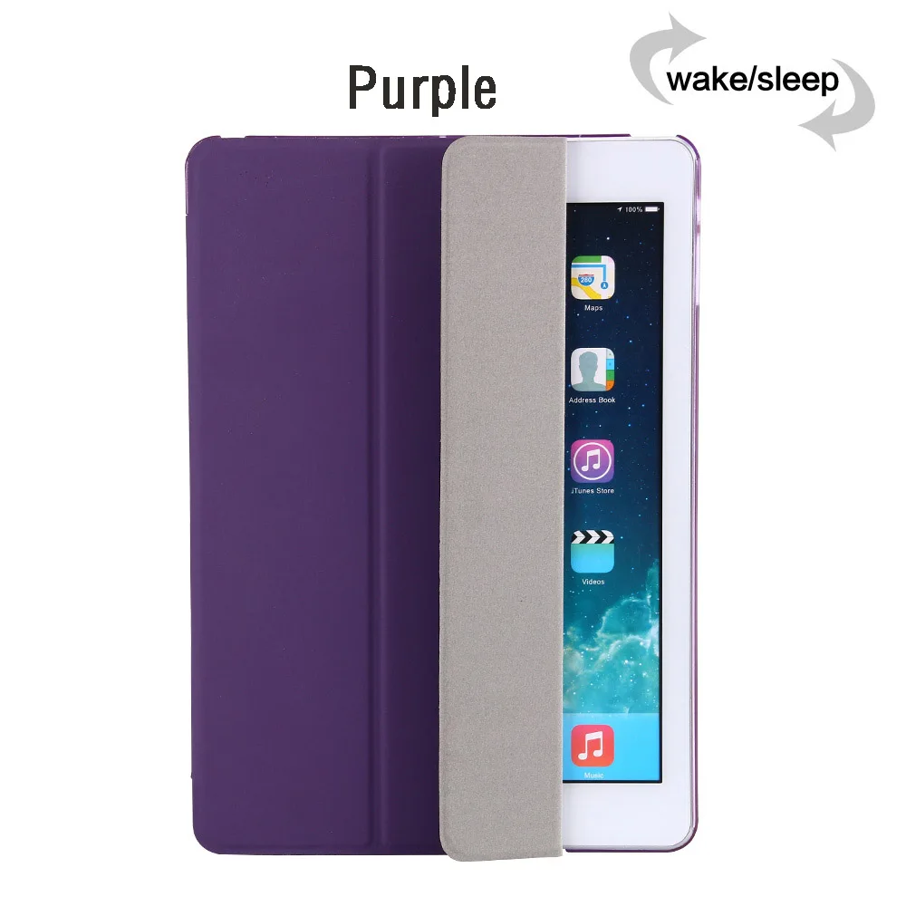Ультратонкий Магнитный чехол для iPad 9,7, новинка, Air 1 2 A1822/A1893 A1474, умный чехол из искусственной кожи, Авто Режим сна/пробуждения - Цвет: Purple