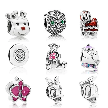 

NEW 100% 925 sterling silver teddy bear animal beads cz charm european Fit Bracelet DIY bracelet factory Wholesale