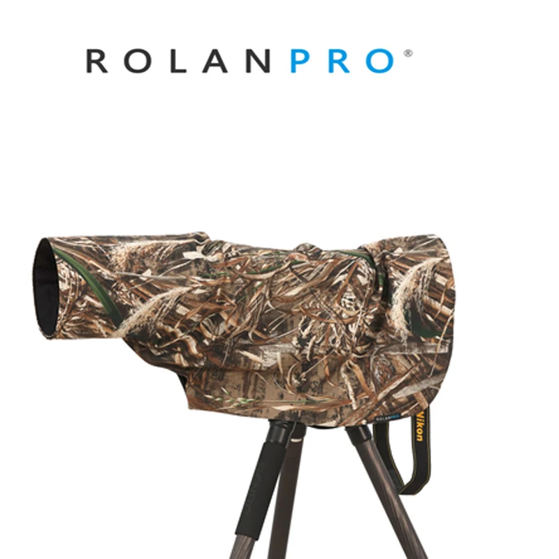 Rolanpro Rain Cover Impermeabile Taglia S Per Sony Fe 200-600Mm F5.6-6.3 G Oss Teleobiettivo Verde Militare Camuffamento Pistole Copertura