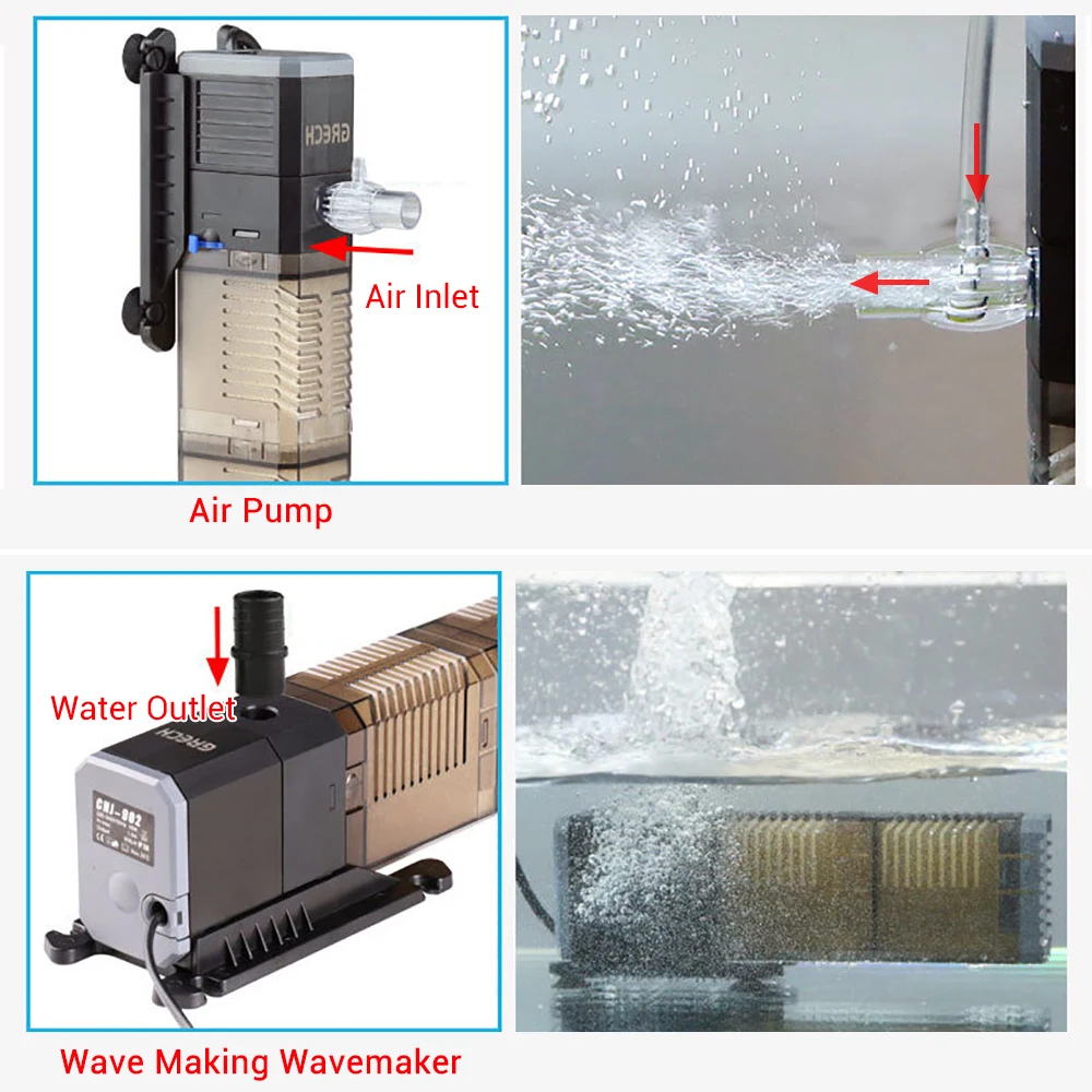 Sunsun внутренний аквариум фильтр насос 4 в 1 аквариум погружной фильтр насос воздушный компрессор увеличение кислорода воздушные насосы 220 В