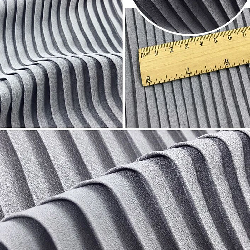 Green White Black Blue Pink 3 Meters 150cm Width Crumple Accordion Pleated Chiffon Fabric Pearl Yarn Fabric Wedding Dress