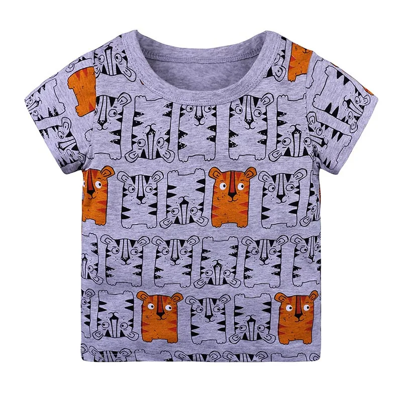 Детская одежда летняя одежда для маленьких мальчиков и девочек футболки с короткими рукавами хлопковые футболки с принтом акулы повседневная одежда для детей от 2 до 6 лет - Цвет: E