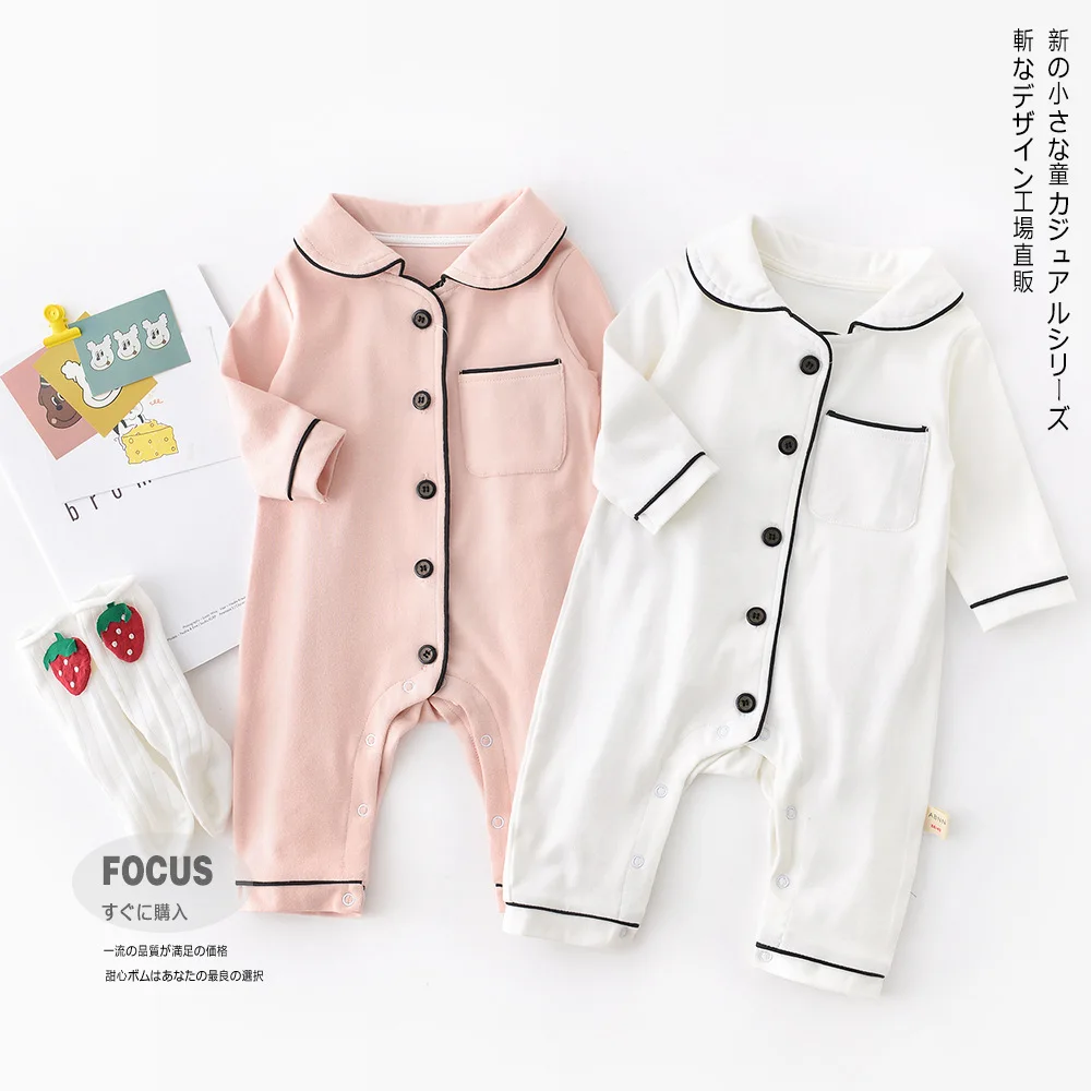 Baby Rompers Single Breated Boy Clothes Children Jumpsuit Boys Romper Button Onesie Infant Girls Newborn Bebes | Мать и ребенок