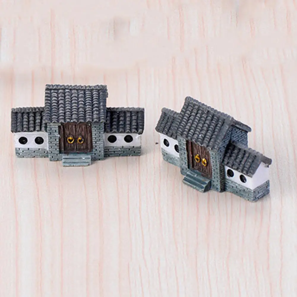 Chinese Antique Mini House Retro Building Micro Fairy Garden Figurines Miniatures Vintage Home Decor Ornaments DIY