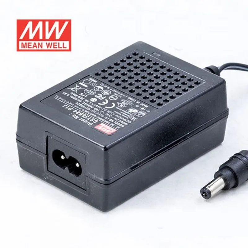 MEAN WELL GST36B24-P1J промышленный рабочий стол адаптер 1.5A 36 Вт 24 В Meanwell уровень VI адаптер переключатель питания DC 2,1*5,5 AC 2 полюса