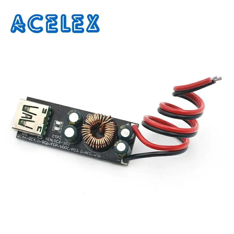 Адаптер быстрой зарядки QC4.0 QC3.0 USB Type-C, понижающий модуль повышения мощности 6 -35 В для Huawei SCP/FCP Apple PD Qualcomm ► Фото 1/6