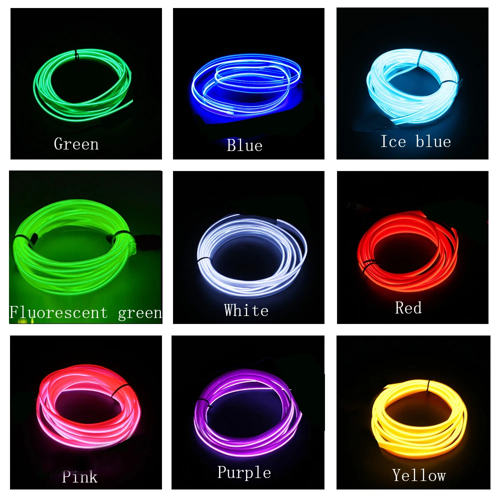 Okeen 1m/2m/3m/5m Neon LED Car Interior Lighting Strips Auto LED Strip Garland EL Wire Rope Car Decorative lamp Flexible Tube