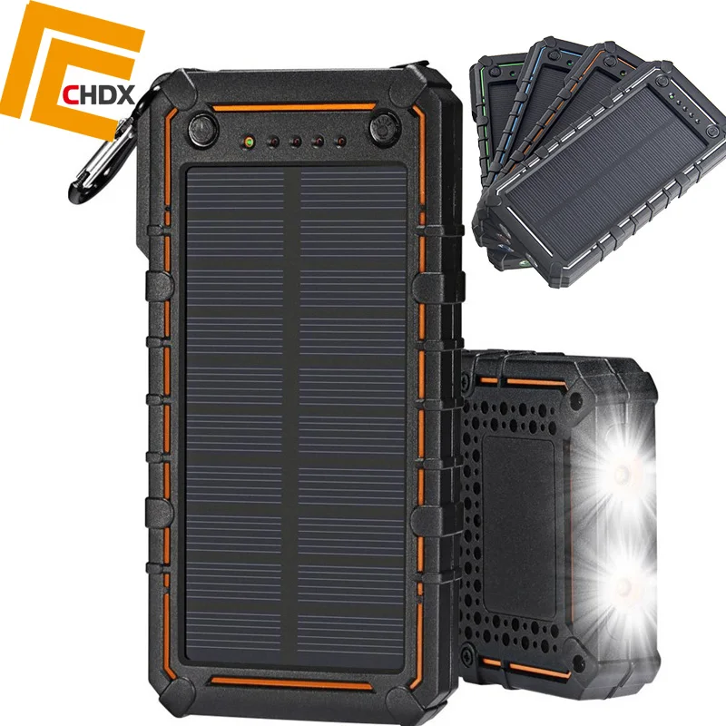 

CHDX 15000mAh Solar Panel Mobile Phone charger USB Power Bank Solar Panel Charger for Mobile Phone Pad USB Charger New