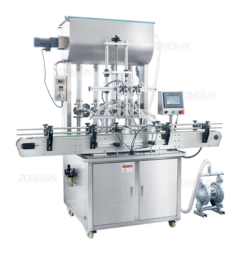 ZONESUN ZS-YT4T-4PM Automatic Chocolate Honey Chili Paste Liquid Mixing Heating Filling Machine 300℃ High Temperature Resistance