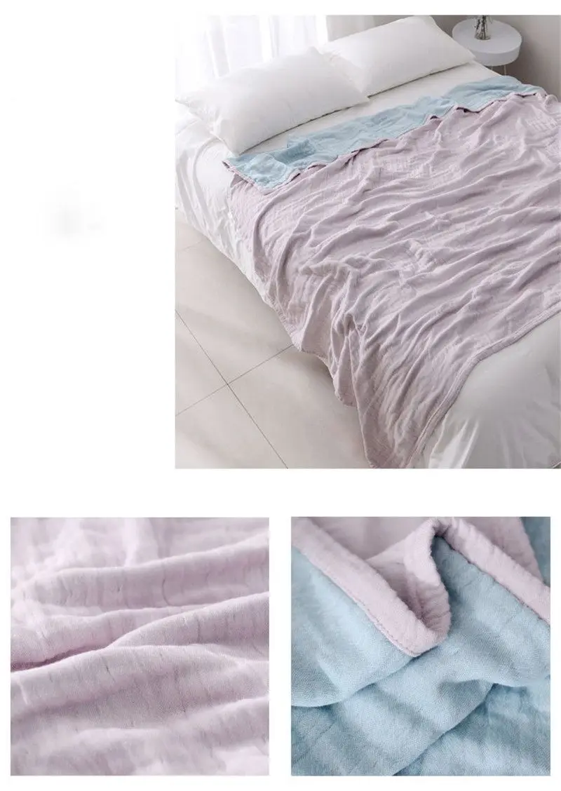 4 слоя толстое тонкое одеяло японский простой Весна Лето Хлопок охлаждающее одеяло для кровати диван полотенце одеяло плед