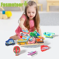 Fosmeteor Animal Balance Stacking Blocks Wooden Animal Balanced Stacked High Blocks Puzzle Building Game for Toddler Kids Toys