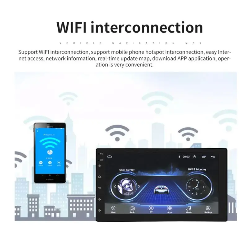 Автомобильный gps-навигатор стерео-двойной Din Android головное устройство с Bluetooth 7 дюймов