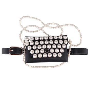 

Women'S Fashion Shoulder Shoulder Bag Beaded Decorative Pocket Pearl Dual-Use Mobile Phone Pocket Belt