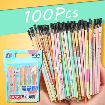 

100pcs/bag Cute Plastic Gel-ink Gel Pen Set Kawaii Refill Gel Pens Creative Office School Stationary Material Supplies