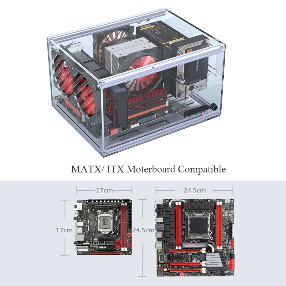 Matx Horizontal Computer Case Support Itx Motherboard Diy Desktop Cases  Acrylic Transparent Pc Cases - Computer Cases & Towers - AliExpress