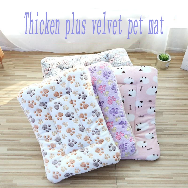 Coral blando de colchoneta para perro huella de patas de perro lavable Pet manta de dormir caliente camas para pequeño mediano perros y gatos, mascotas accesorios