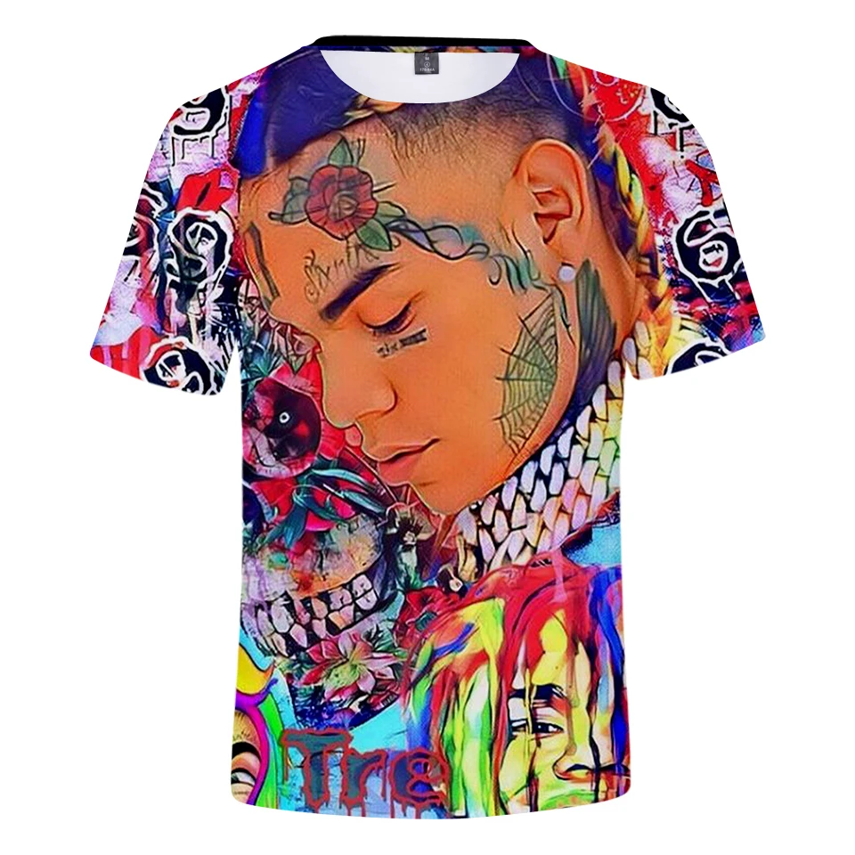 Футболка 6IX9INE для мужчин и женщин модная Повседневная Удобная рубашка с 3D