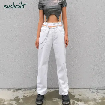 

SUCHCUTE Wide Leg Pants For Women In a Cage Korean Style Gothic Trousers Casual Korean Style Harajuku Streetwear Female Joggers