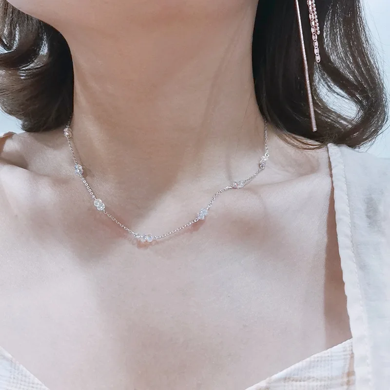 Flyleaf граненые хрустальные бусины ожерелье s& Подвески Настоящее серебро 925 проба ожерелье для женщин модная цепочка, ювелирное изделие из драгоценных камней подарок