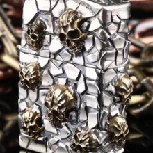 ANZI смотреть видео ручной работы S925 серебро золото череп голова 3D зажигалка