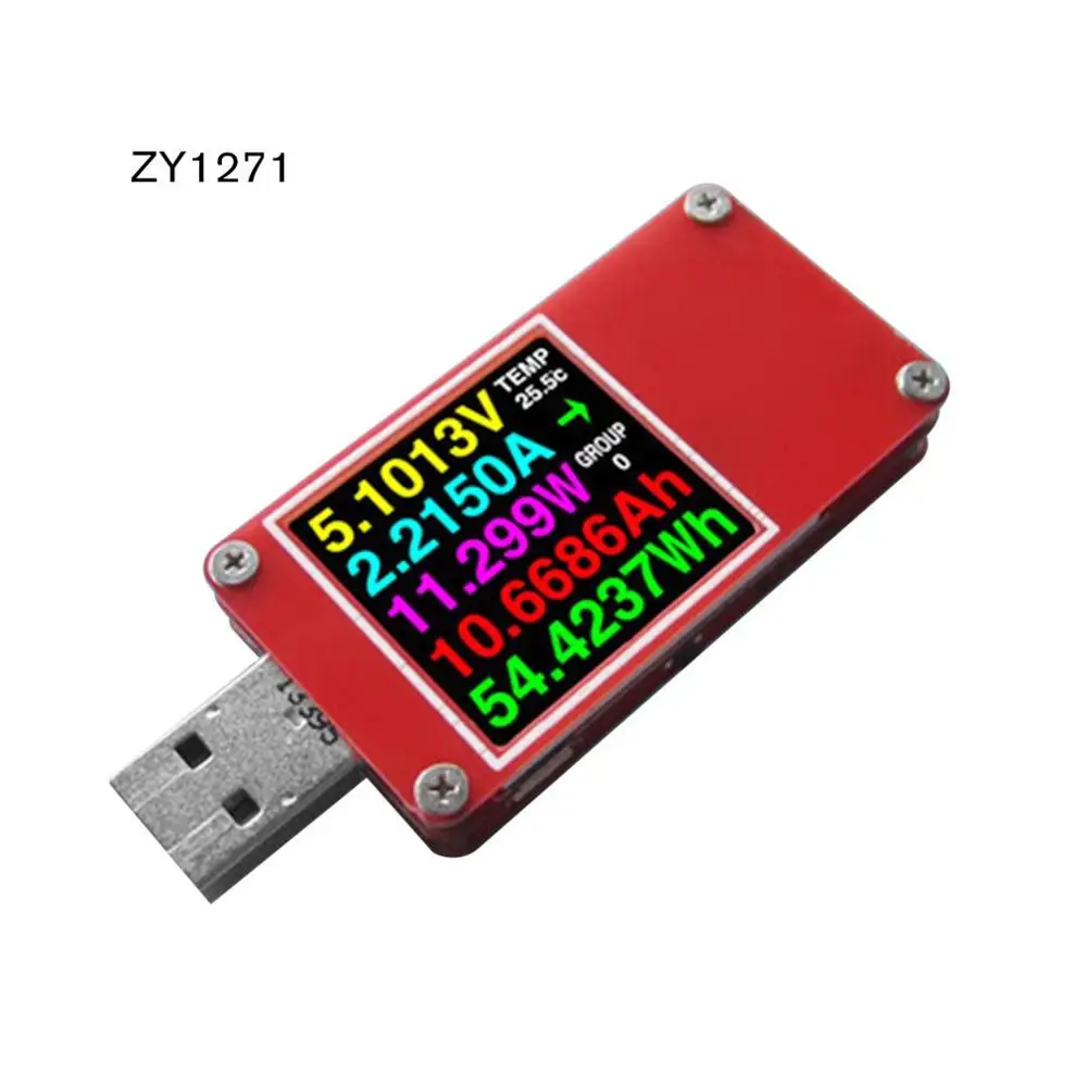 

ZY1271 USB Tester Current Voltage Coulometric Capacity Meter Voltmeter Ammeter Red table USB2.0 Communication