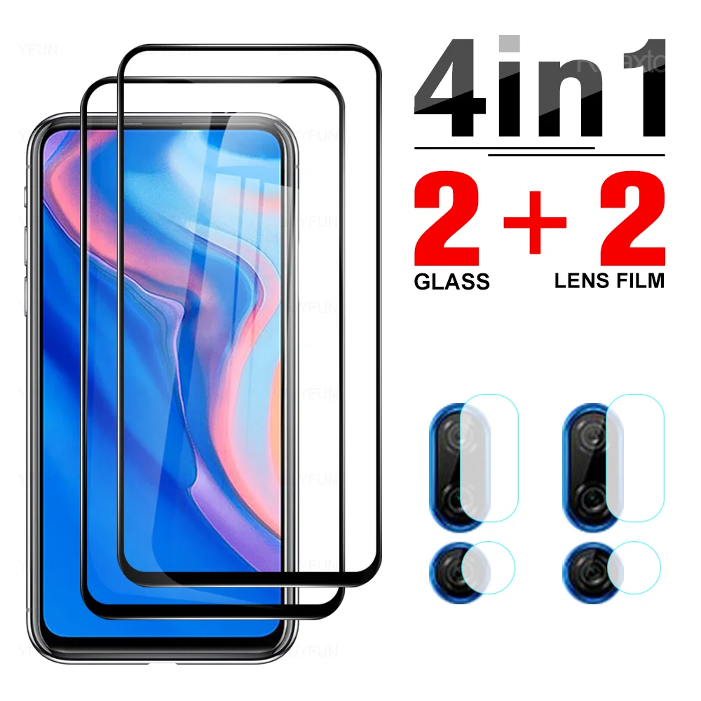4 в 1 2 шт. переднее + закаленное стекло для объектива Huawei Y9 Y7 Y6 Y5 Prime Pro 2019 2018 защита