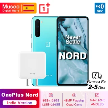 Перейти на Алиэкспресс и купить Индийская версия OnePlus Nord 5G Смартфон Snapdragon 76 5G 8 Гб 128 ГБ 6,44 ''90 Гц AMOLED экран 48MP Quad задние камеры 30W NFC