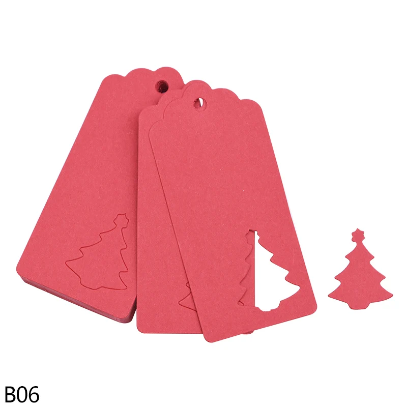 50 шт многостильных рождественских крафт-бумажных тегов DIY для рукоделия, рождественской елки, лося, висячих тегов, новогодние, рождественские, вечерние, Подарочные Упаковочные этикетки - Цвет: B06