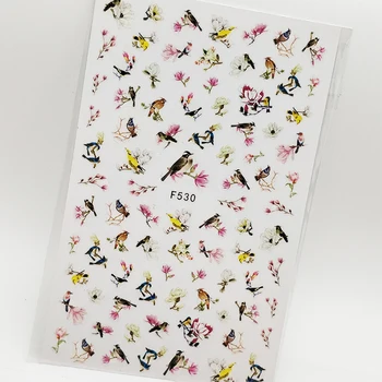 

2pcs Nail Sticker 3D Cute Bird Flowers Nail Art Decorations Stickers for Nails Foil Decoraciones Manicure Accessories Tips