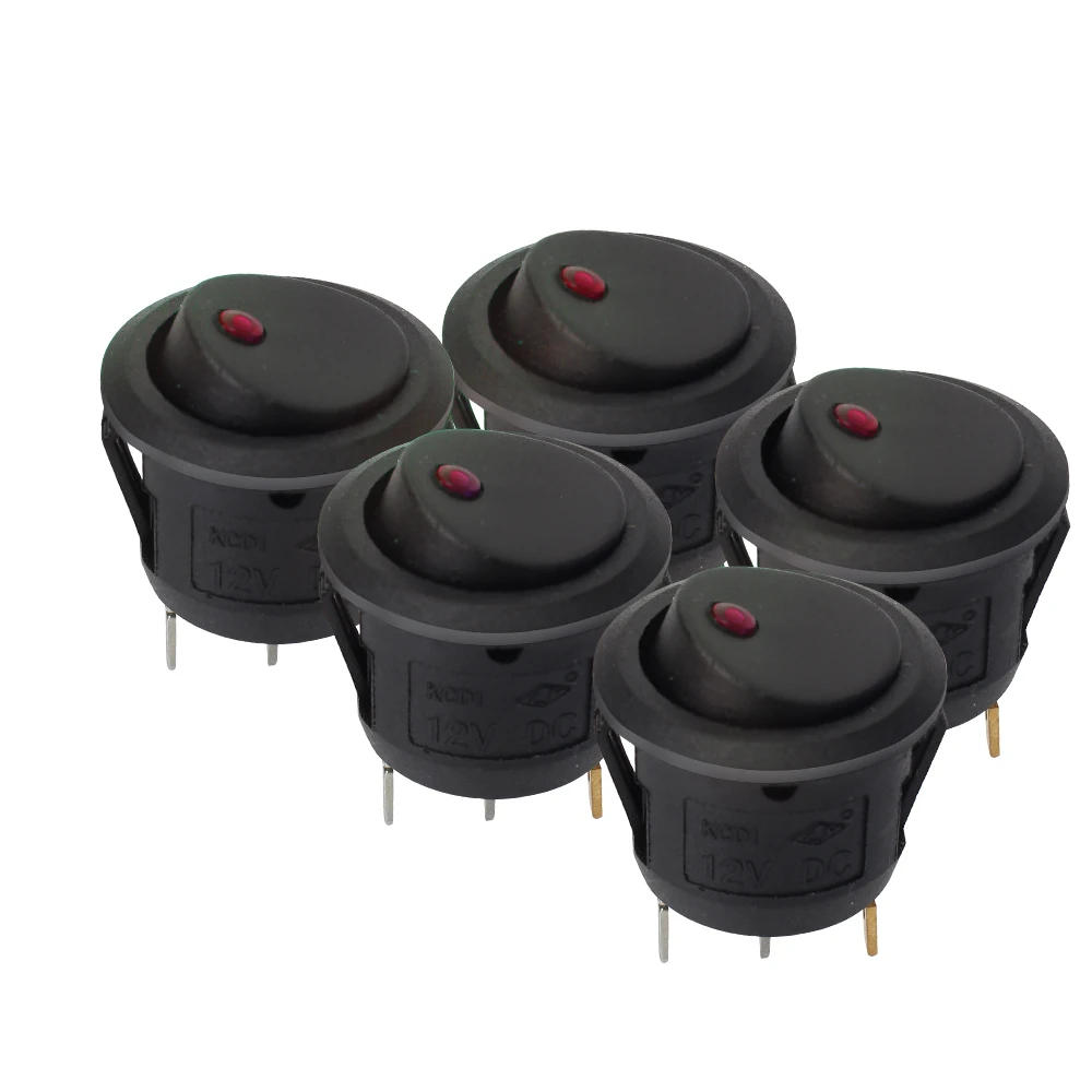 Kit 10 Interruttori Rotondi LED 12V 20A - Colori Rosso, Blu, Giallo, Verde, Bianco Per Auto, Barca, Moto - 6