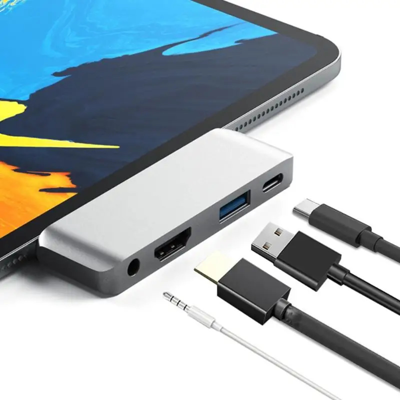 Горячая док-станция type-C Классическая нежная текстура портативный USB-C до 3,5 мм аудио разъем USB3.0 зарядное устройство концентратор адаптер
